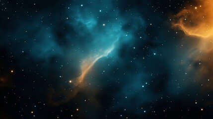 Wall Mural - colorful cosmic nebula with bright stars and glowing clouds in outer space, featuring blue and orang