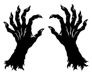 Vector Zombie two hands silhouette black creepy crooked 