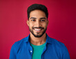 © Ranta Images - Headshot Portrait of a Smiling Man with Contemporary Style, Isolated on Color Background with Ample Copy Space