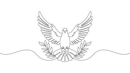 Wall Mural - Dove line art style vector illustration. Dove as a symbol of peace and purity eps 10