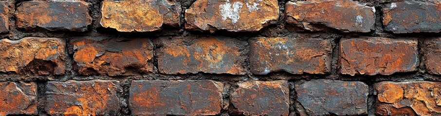 Close-up of an old weathered brick wall with cracked red paint and rough texture Generative AI