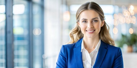 Portrait of  female sales staff with beautiful front blur  with copy space