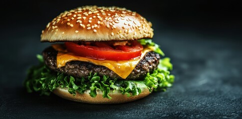 Juicy Cheeseburger with Sesame Seed Bun