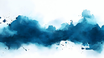 Wall Mural - Abstract watercolor in shades of blue with splashes and textures.