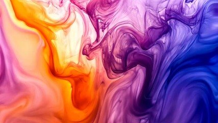 Wall Mural - abstract swirling colors of orange, pink, purple, and blue mix together in a fluid, flowing design