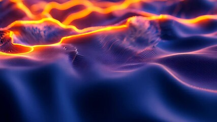 Wall Mural - orange light streams across a dark blue and purple landscape, creating a mesmerizing and abstract sc