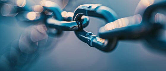 Close-up of a chain link highlighted in soft focus, symbolizing strength and connection.