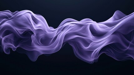 Sticker - Abstract image of flowing purple smoke-like wisps against a dark background, with a dynamic and fluid appearance in a wave formation