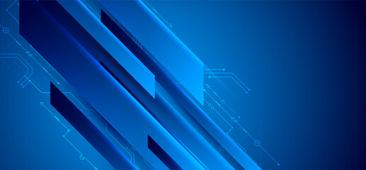 Aufkleber - Abstract technological illustration with neon lights on a dark blue gradient background. This vector was hand drawn.