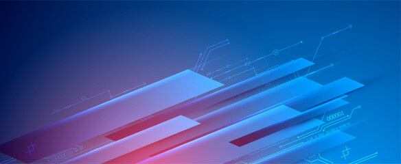Aufkleber - Abstract technological illustration with neon lights on a dark blue gradient background. This vector was hand drawn.