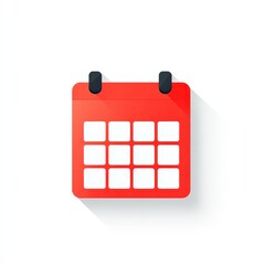 Red calendar icon on a white isolate background, perfect for scheduling and planning graphics.