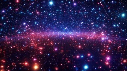Vector infinite space background. glowing stars with illusion of depth, perspective. Geometric background with point array as lattice