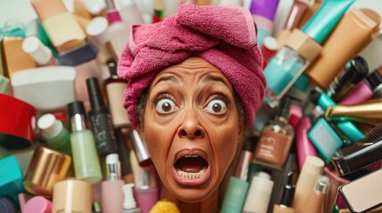 woman and beauty tools and make up