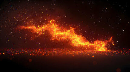 Sticker - A vibrant display of fiery particles against a dark background.