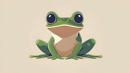 Canvas Print - Cartoon-style illustration of a green frog with large eyes.