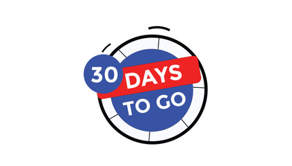 Wall Mural - 30 days to go Countdown number banner templates. time icon. Vector Illustration