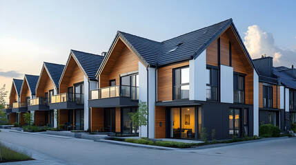 Poster - Modern residential buildings with sleek design and balconies.