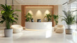 © Siasart Studio - Modern reception area with plants and minimalist design.