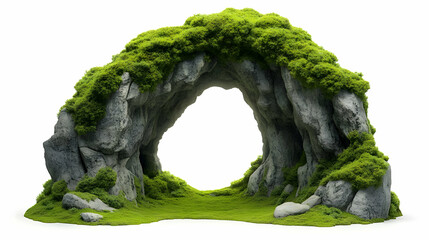 Wall Mural - A moss-covered rock archway with a lush, green environment.