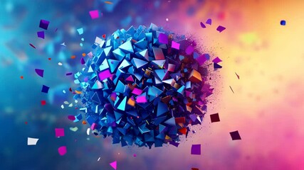 Colorful sphere exploding on gradient background