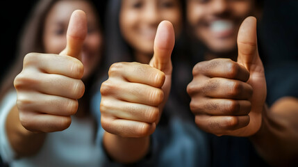 Sticker - Three people giving thumbs up in a positive gesture.