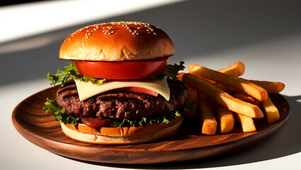 hamburger on black background