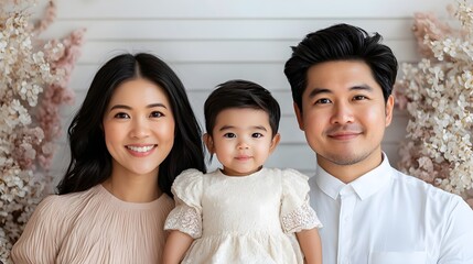 Loving family portrait with a joyful toddler