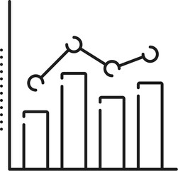 Aufkleber - Finance data analytics, bar chart line icon. Company strategy data infographics, business performance analysis or finance statistic analytics linear vector icon with column chart