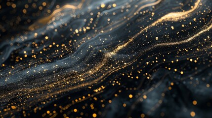 dark and glittered galaxy abstract liquid background – cosmic swirling pattern with metallic shine a