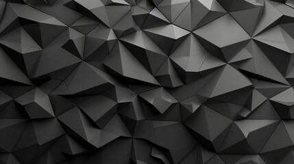 Dark 3d triangular wall design – abstract black background with geometric shapes for modern wallpaper, interior design, and creative digital projects


