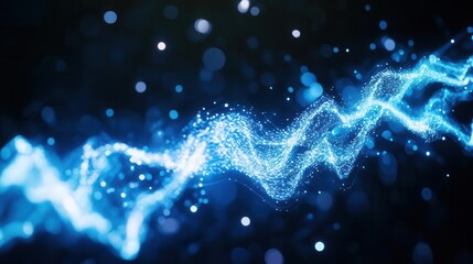 Wall Mural - abstract blue glowing particles and bokeh background