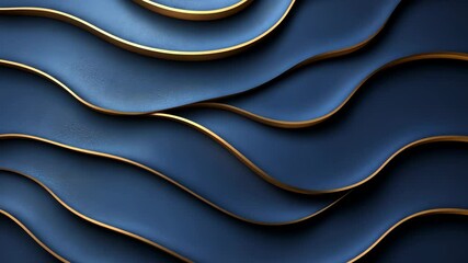 Flowing golden waves creating a luxurious contrast against a deep blue background
