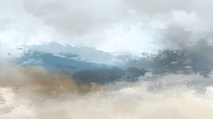 Poster - Abstract landscape with soft hues and textured brush strokes.