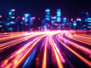 Wall Mural - abstract neon lights cityscape background