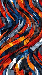 Wall Mural - Abstract colorful wavy lines, geometric shapes, digital artwork background.