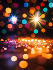 Wall Mural - abstract background with colorful bokeh lights and reflections