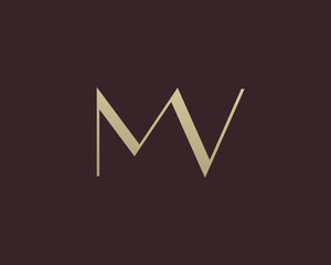 Wall Mural - MV letter logo icon design. Classic style luxury initials monogram.