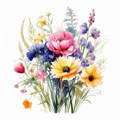 Poster - Vibrant Floral Bouquet with Various Colors and Textures