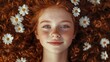 © Maria Mikhaylichenko - Ethereal portrait of a freckled redhead with vibrant curls adorned by delicate daisies, evoking a whimsical and natural beauty against a soft backdrop.
