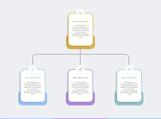 Poster - Business management level distribution structure Infographics Design Template, Workflow diagram, flowchart, Concept tree chart for business hierarchy, Second level Organizational chart divide three