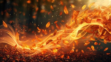 Aufkleber - An abstract background that embodies the feel of an autumn breeze. Use swirling patterns in shades of burnt orange. Incorporate flowing, ribbon-like textures that mimic the movement of leaves.