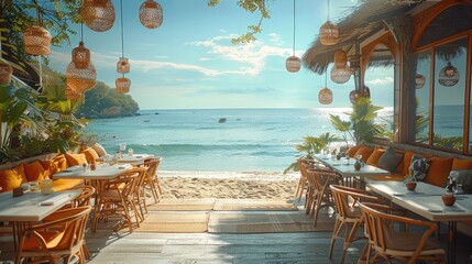 Wall Mural - beachside restaurant, contemporary and tropical design.