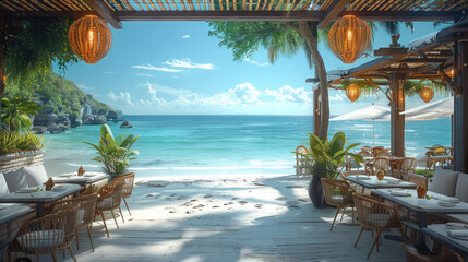 Wall Mural - beachside restaurant, contemporary and tropical design.