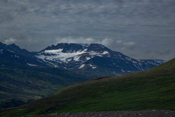 Iceland mountain with snow on top