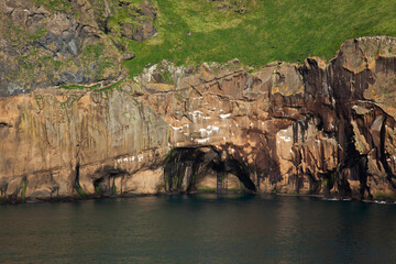 Rocky cliff on the shore of Iceland