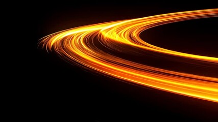 Wall Mural - golden light streaks drawing a circle on black background