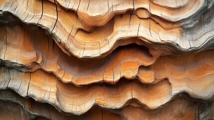 Wall Mural - Rough wood: the beauty of the natural grain A close-up of unpolished wood with pronounced grains, cracks and the unique patina of time.