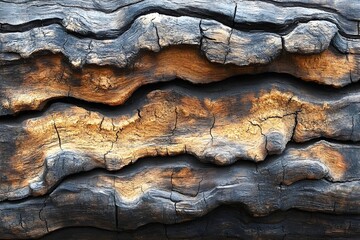 Rough wood: the beauty of the natural grain A close-up of unpolished wood with pronounced grains, cracks and the unique patina of time.