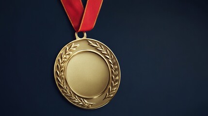 Gold blank award medal with ribbon - vector graphic
