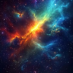 Wall Mural - Colorful nebula in a starry galaxy showcasing cosmic beauty and stellar activity
